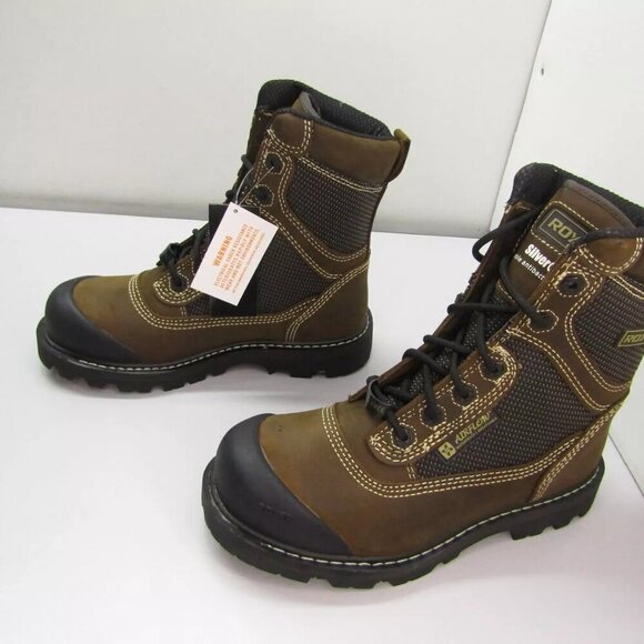 NEW ROYER 8620FLX Work Boots Waterproof Leather Toe-Cap Mid-Rise Brown Size 8 - Picture 3 of 9